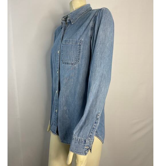 Vintage Y2K Gap Denim button down blue shirt ladies size large - Picture 7 of 13